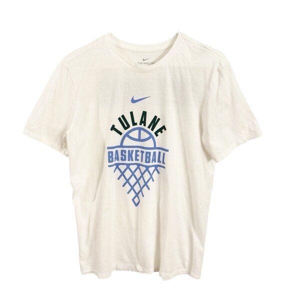 NIKE Tulane University Green Wave White Basketball 'Just Do It' Tee - Picture 1 of 5